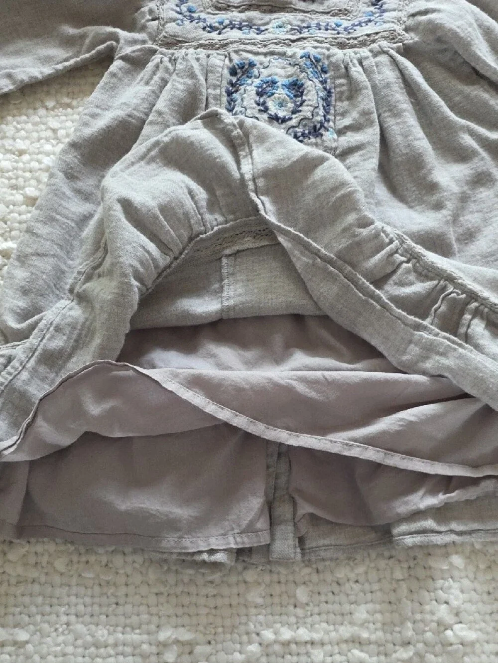 Zara Light Grey girl boho dress 4-5 years, Cotton